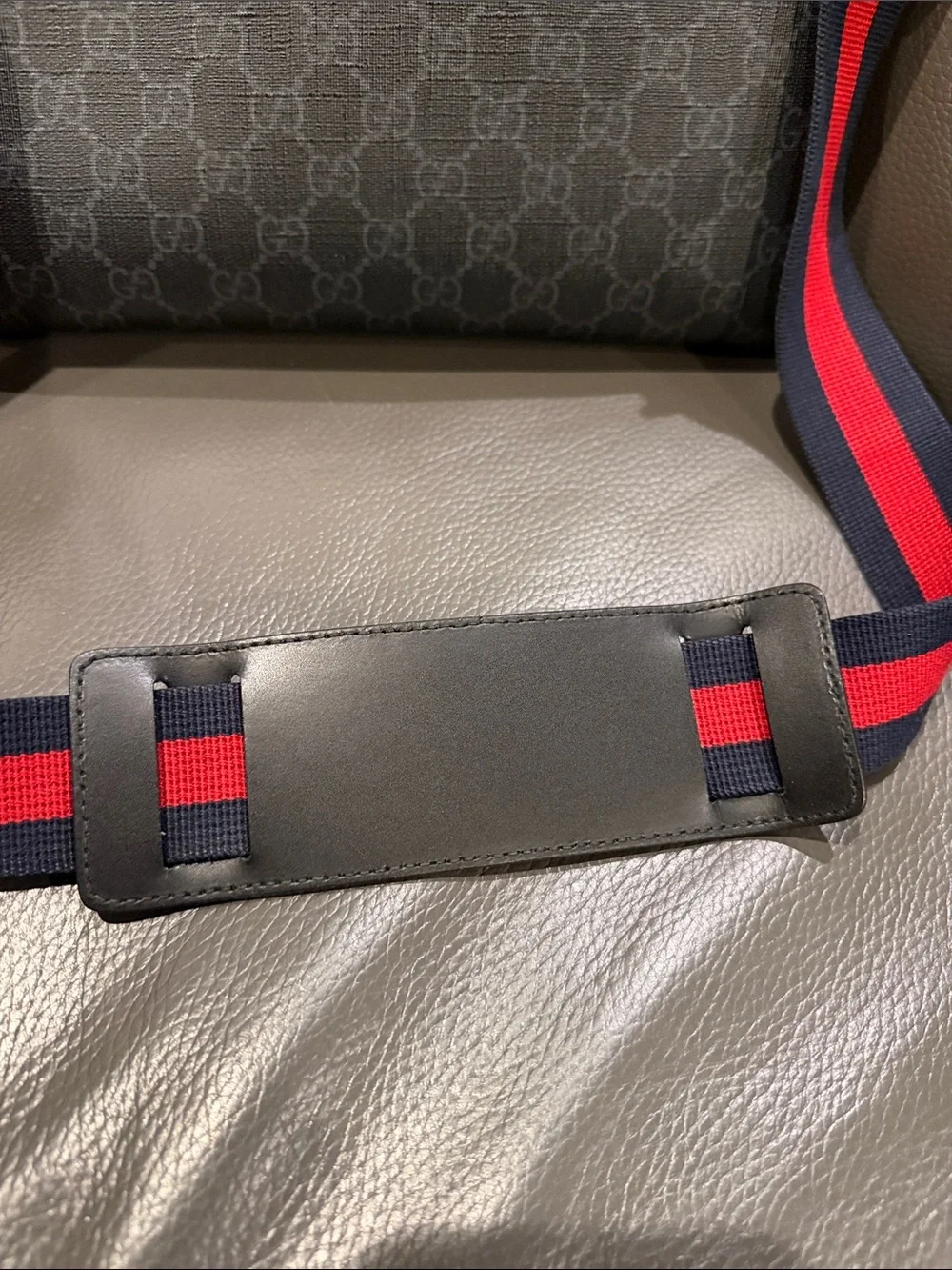 Gucci Black Messenger Bag with Red-Blue Web Strap